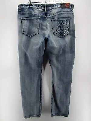 Ecko Unltd Jeans Men 40 Blue Athletic Hip Hop Denim Embroidered Pocket 40X32 • £67.84