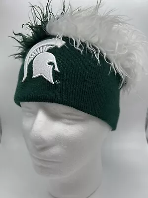 NCAA Michigan State Spartans Faux Fur Flair Hair Knit Beanie Green White • $11.99