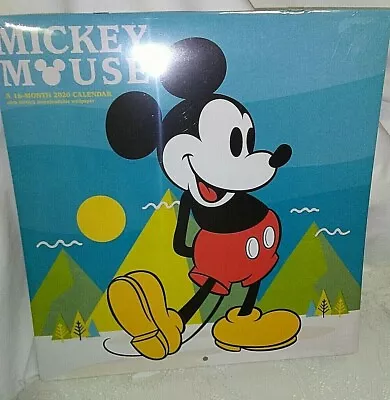 Mickey Mouse 16 Mo 2020 Wall Calendar -New In Pckg-Bonus Downloadable Wallpaper • £11.68