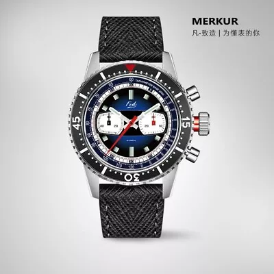 MERKUR Men Chronograph Watch Manual Wind Mechanical Wristwatch Tachymeter TY2901 • $279