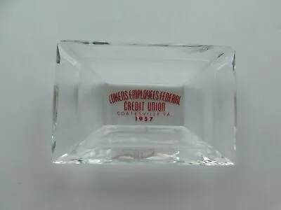 Vtg 1957 Glass Ashtray Lukens Employees Federal Credit Union Coatesville Pa Ad • $7.99