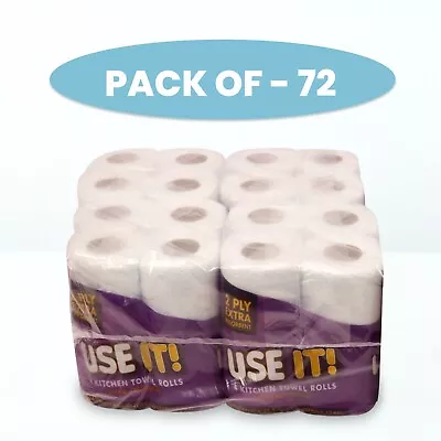 72 X White Rolls 2ply Embossed Kitchen Hand Wipes Use It Tissue Paper Towel Roll • £27.95