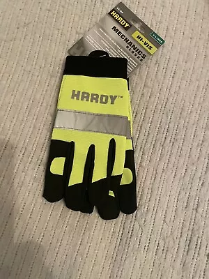 Hardy Hi-VIS Mechanics Gloves 9” Black/Green Reflective Material  XL • $14.95