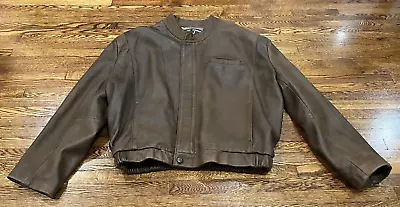 VTG Velasco Leather Jacket Brown Sz 48 Soft Mexico Bomber Full Zip Lined • $65