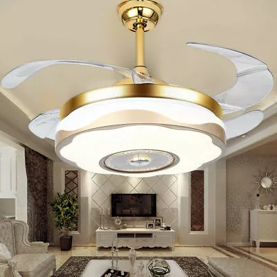 42 Inch Invisible Ceiling Fan Light LED Chandelier Lamp Dimmable W/ Remote 110V • $73.15