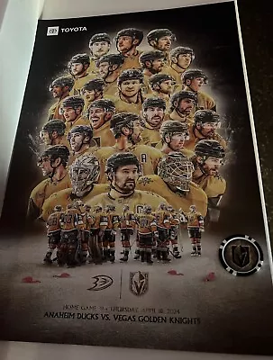 Vegas Golden Knights Vs Anaheim Ducks 4/18/24 Poster W/ VGK Poker Chip • $15