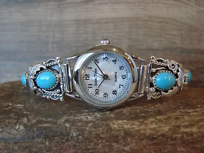 Navajo Indian Sterling Silver Turquoise Ladies Watch - Morgan • $124.99