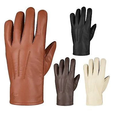Redrum Men Winter Gloves Top Grain Leather Driving Motorcycle Scooter Gloves • £9.89