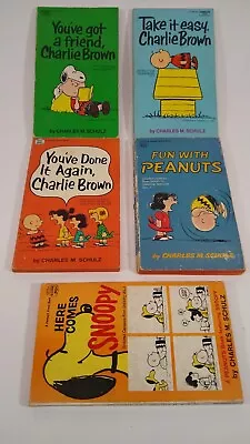 5 Vintage Peanuts Charlie Brown Snoopy Books Charles Schulz Late 60s Early 70s • $4