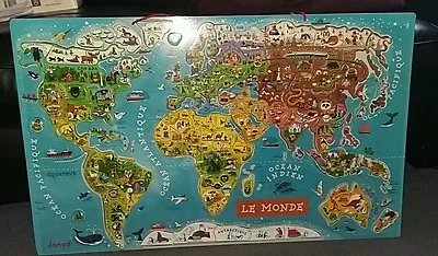 £29 • Buy FRENCH Janod Magnetic World Map LE MONDE EX USED COND 77X 47 CMS