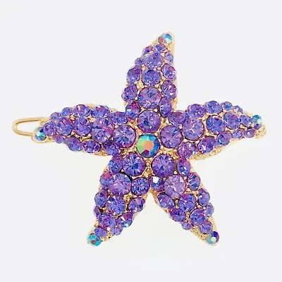 USA Starfish Hair Clip Use Swarovski Crystal Hairpin Seastar Mermaid Purple #7 • $13.99