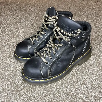 VTG Dr Martens Boots Mens Size 5 Black Leather 8a54 90s Made England • $44.99