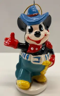 Vintage Mickey Cowboy Mouse Porcelain Christmas 3 In Ornament • $18.99