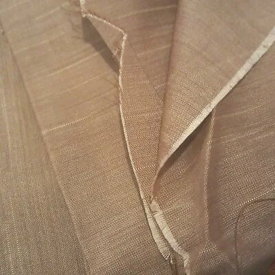 $8.33 • Buy 50cm X 96cm Brown White Chambray Weave Vintage Cotton Sewing Craft Fabric 1960s