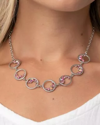 $3.25 • Buy Paparazzi BLISSFULLY BUBBLY Pink IRIDESCENT Necklace