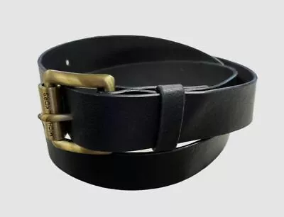 $50 Michael Kors Women's Black Leather Gold-Tone Roller Buckle Belt Size XS • $16.38