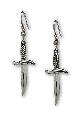 Gothic Dagger Dangle Pewter Earrings Silver Finish Fashion Jewelry #810 • $8.99