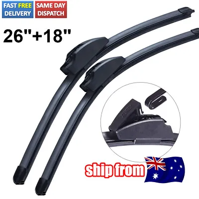 X2 Front Windscreen Wiper Blades Set For Hook U-type Arm 26  18  Length AUS • $17.99