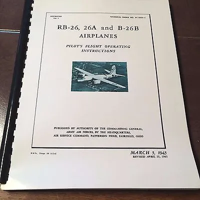 Martin Marauder RB-26 RB-26A & B-26B Pilot's Flight Operating Manual • $59.48