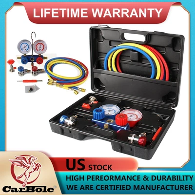 $59.99 • Buy HVAC AC 1/4  SAE Manifold Gauge Can Tap Kit Pressure Guage