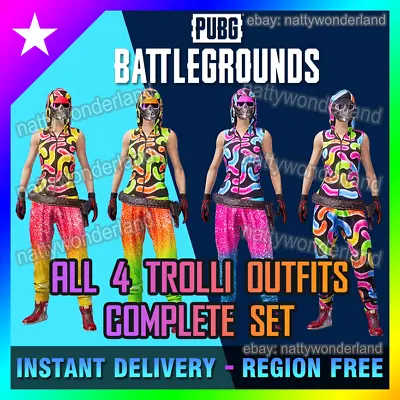 PUBG Battlegrounds Trolli All 4 Outfits Complete Set Pack Promo Gear Skin DLC 🎮 • £14.99