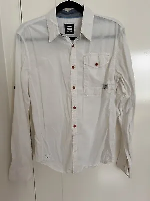 G-STAR RAW Denim Men Courier Barren Roll-Up Casual Shirt Size M White L/Sleeve • $16.05