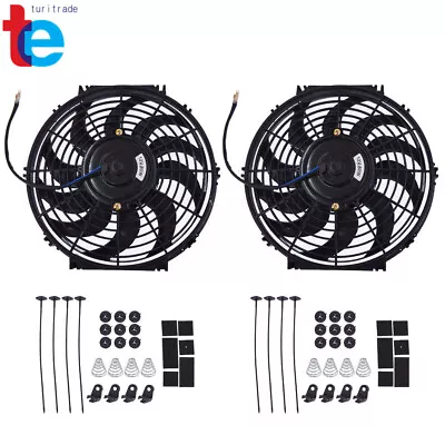 2X 12  Slim Push Pull Fan Electric Radiator Cooling 12V Mount Kit Universal • $37.90