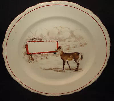 Vintage Harker 1840 Wildlife Farm Deer Quail Rabbit 8 ¾ Portrait Porcelain Plate • $4