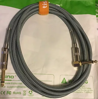 £12.49 • Buy Tisino 1/4 Inch Jack To Right Angle Jack Mono 10ft Braided Cable