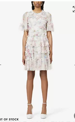 	NEEDLE AND THREAD  Floral Wonder Ruffled Woven Mini Dress UK 8 Small • £145