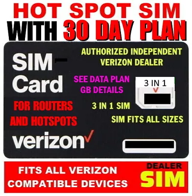 Verizon Sim With $60 Data Plan For Jetpacks And Routers 🔥 25 Gb 4g/5g Data 🔥 • $49.95