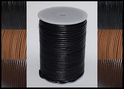£4.29 • Buy 2mm, 2.5mm, 3mm , 4mm  & 5mmROUND 100% REAL LEATHER CORD CRAFT THONG STR0NG