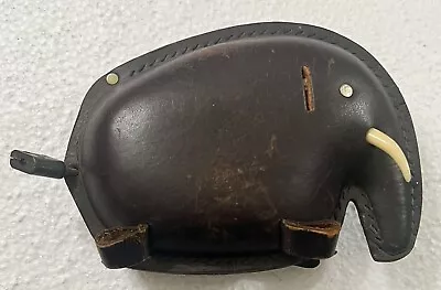 Vintage Mid-Century Modern Leather ELEPHANT Piggy Bank AS IS Missing EarsNo Key • $21.99