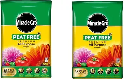 2 X 40L Miracle Gro Peat Free Premium All Purpose Enriched Compost Planting Grow • £18.99