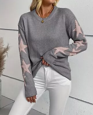 Star Pattern Crew Neck Pullover Sweater | Size: Women Medium • $10