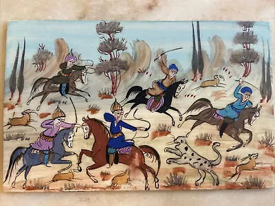 £15 • Buy Chinese Miniature Oil Painting Hunting Scene On Acetate