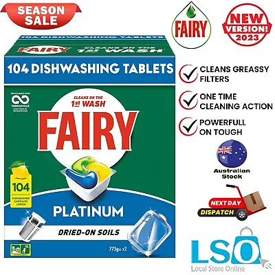 $62.46 • Buy 104pk Fairy Platinum Dishwashing Tablets All In One Lemon Dishwasher Tabs