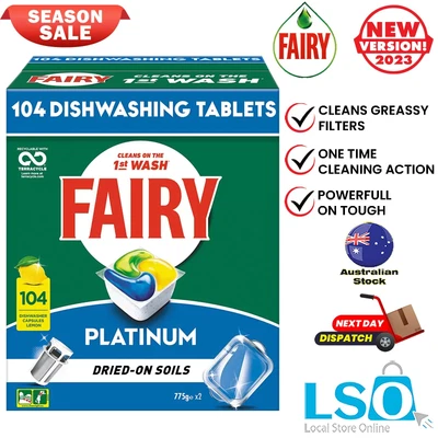 $62.46 • Buy 104pk Fairy Platinum Dishwashing Tablets All In One Lemon Dishwasher Tabs