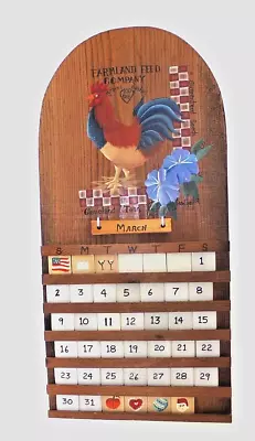 Vintage Wood Perpetual Calendar 31 Days Hand Painted • $29.95