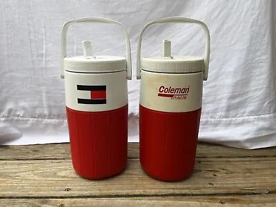 $0.99 • Buy Vintage Coleman And Tommy Hilfiger 1/2 Gallon Water Cooler Jug Red/White Thermos