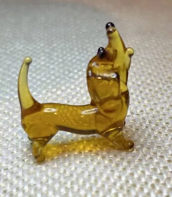 Vintage Art Glass Dachshund Miniature Wiener Dog Blown Glass Figurine Figure • $24.95