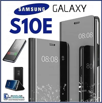For SAMSUNG GALAXY S10E CLEAR VIEW FLIP CASE SMART BOOK MIRROR LUXURY COVER • $15.29