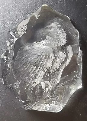 Mats Jonasson Sweden Crystal Etched Eagle Sculpture Paperweight • $24.99