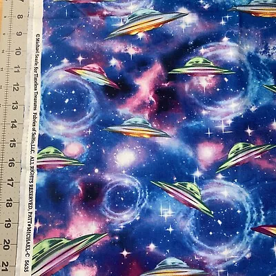 UFO’S Flying Saucers Timeless Treasures Cotton Fabric 1/2 Yard (18 By 44”) New • $6.95