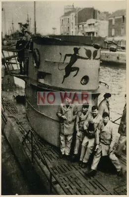 WWII GERMAN PHOTO U-BOOT U-BOAT With EMBLEM ON TOWER U-57 & CREW • $49.99