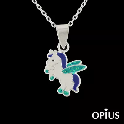 Solid 925 Sterling Silver Unicorn Pegasus Pendant Necklace Horse Animal • £12.95