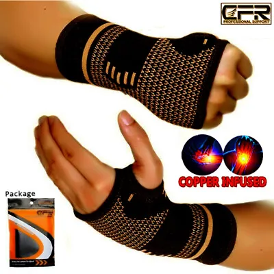 £5.89 • Buy Copper Wrist Hand Brace Support GYM Carpal Tunnel Splint Strap Sprain Arthritis
