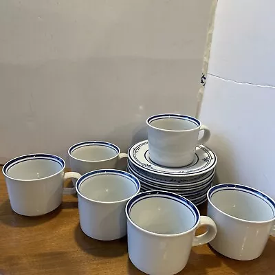 Mikasa Cera Stone Newport And Blue Set Of 6 Cups And Saucers • $22.99