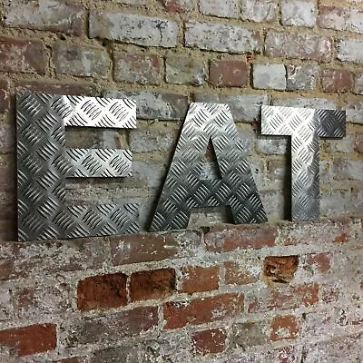 ALUMINIUM EAT Lettering Letters Home Garden Sign Rustic Kitchen Decor Food Bbq • £24.30