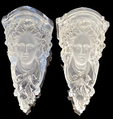 Pair Yaacov Heller Art Nouveau Deco Figural Lucite Wall Shelf Sconces C.1970 • $2400